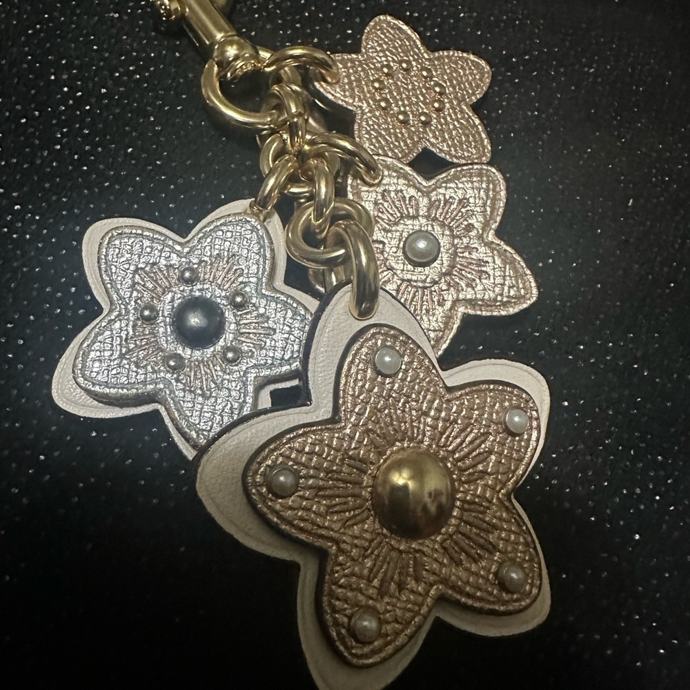 Coach Gold and Silver Flower Key Holder